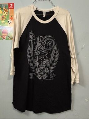 American Apparel Black Goat Tee with White Ribbed Collar